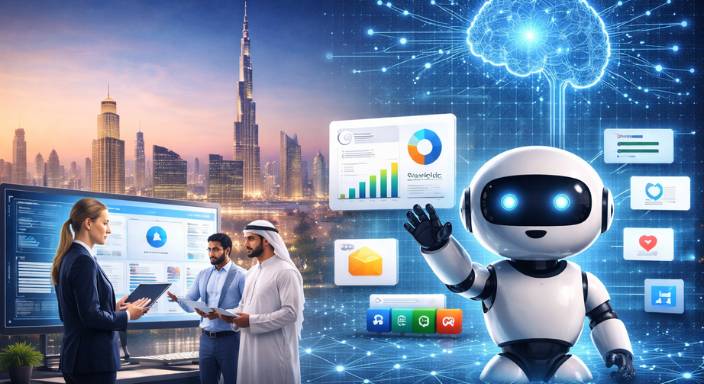 Copilot for business UAE setup guide showing Microsoft Copilot features for SMEs in Sharjah