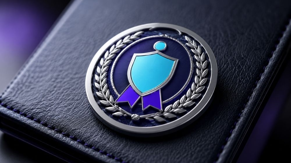 Certified Dynamics partner Abu Dhabi - certification badge resting on a dark leather portfolio