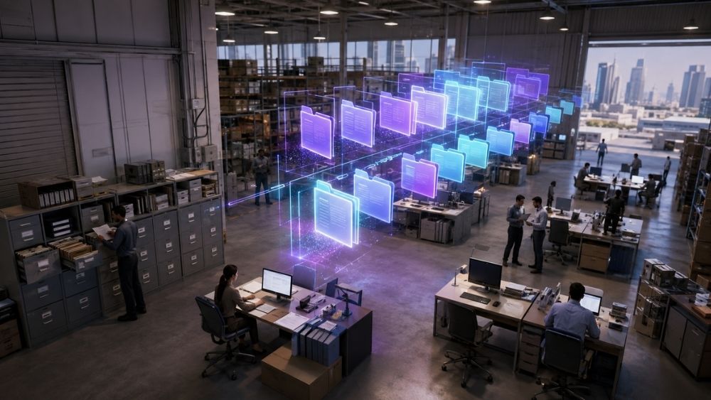 SharePoint document management company Sharjah - warehouse filing cabinets replaced by a document library in Sharjah