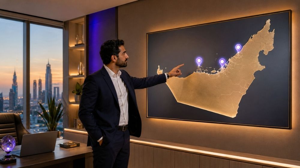Teams telephony provider Dubai - desk phone and headset with a call routing path to the cloud