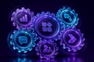Best Power Platform partner UAE - paper approval forms transforming into automated workflow arrows