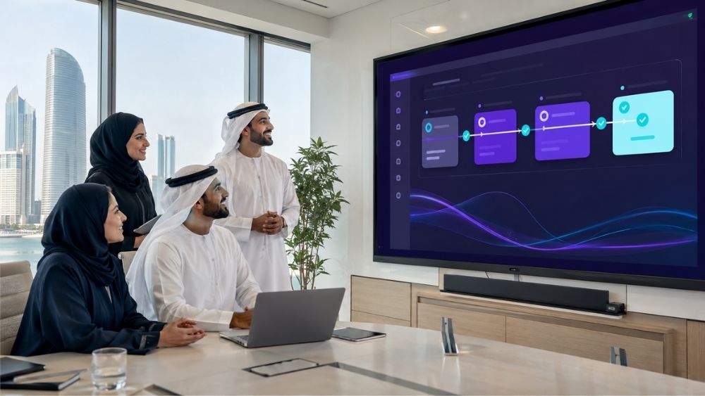 Business process automation company Abu Dhabi - Abu Dhabi finance team watching an invoice approve automatically