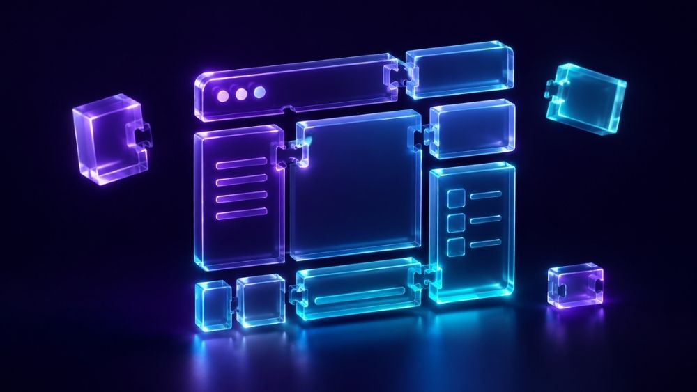 Low code development company Sharjah - low code building blocks snapping together into an application