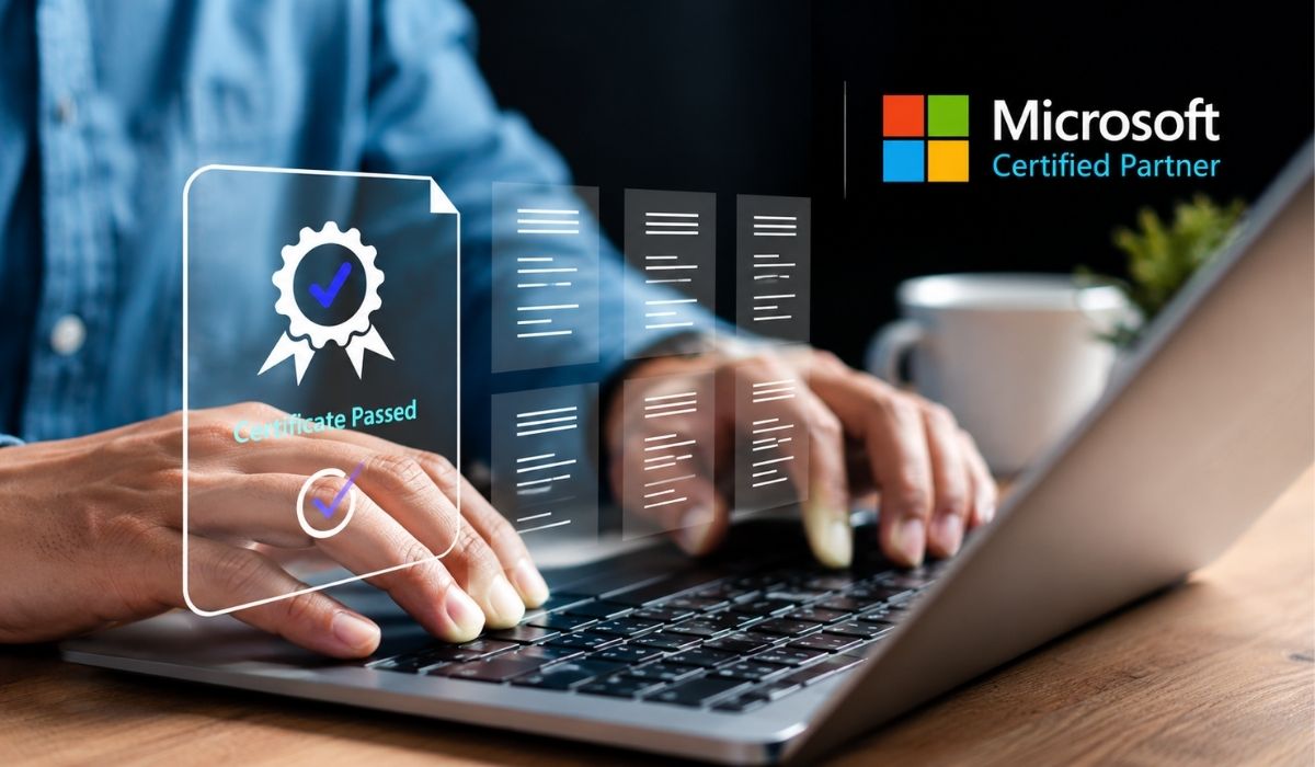 Microsoft Certified Partner team collaborating on custom software development project in UAE office
